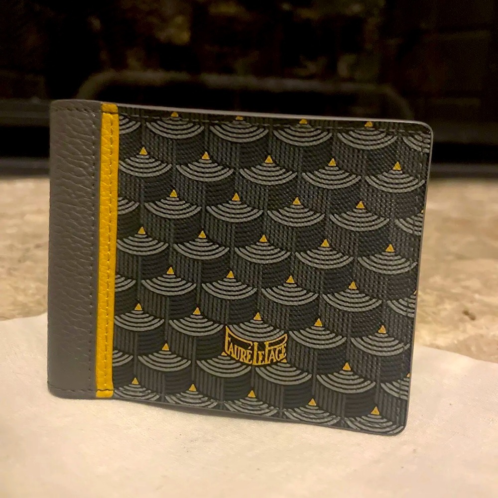 Fauré LE PAGE Etendard 6CC Wallet in Gray Scale and Gold
